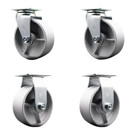 Service Caster 5'' Semi Steel Cast Iron Caster Set with Bronze Bearings 2 Swivel 2 Rigid, 4PK SCC-20S520-SSBZ-2-R-2